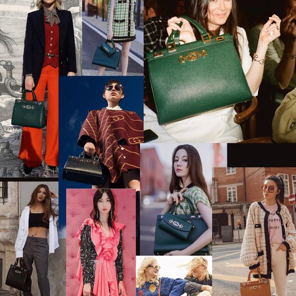 GUCCI BAG 564714 ZUMI MEDIUM GRAINY TAUPE LEATHER TOP HANDLE INTERLOCKING G LOGO - Picture 3 of 16